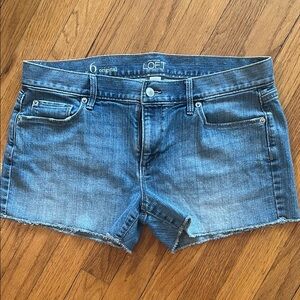 LOFT Blue Jean Shorts with Frayed Hem